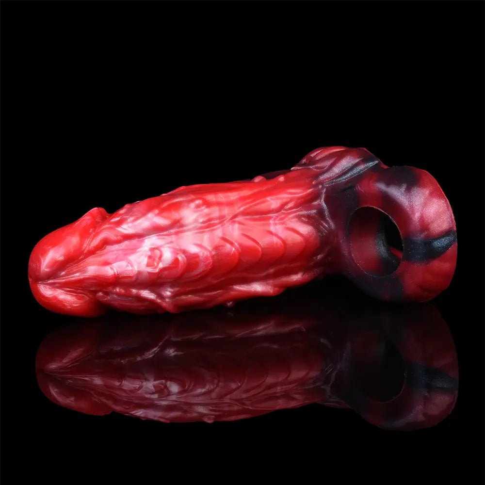 Red realistic silicone dildo, photo 8