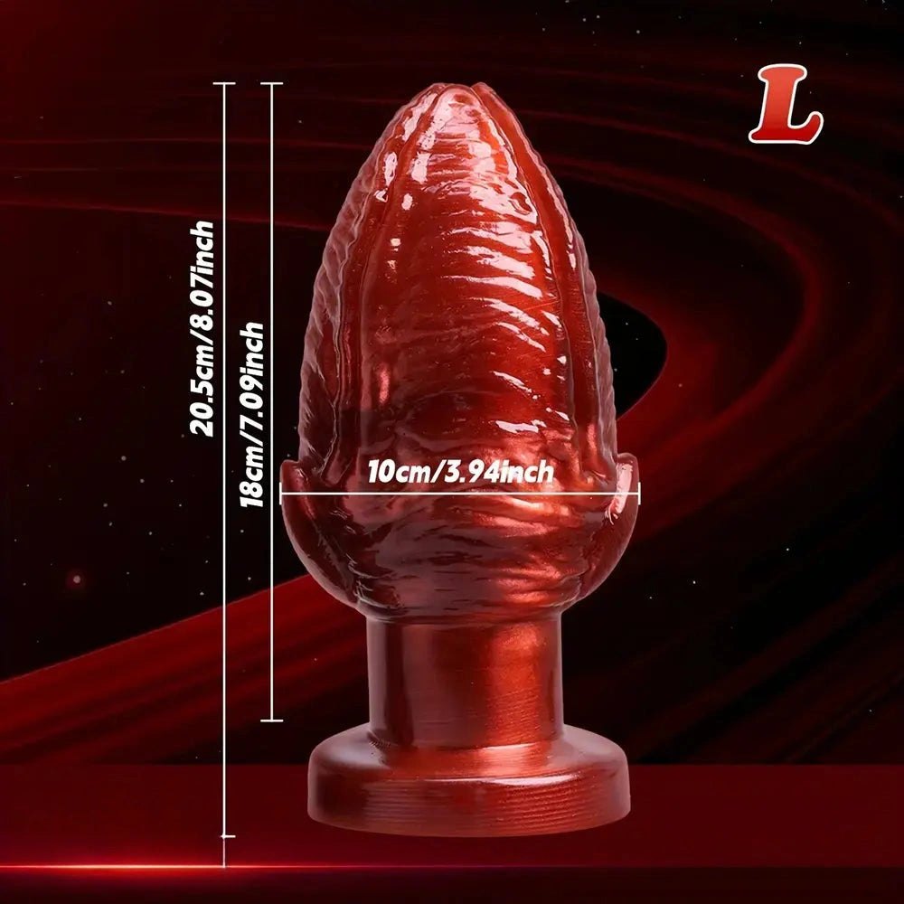 Red ribbed anal plug, photo 4