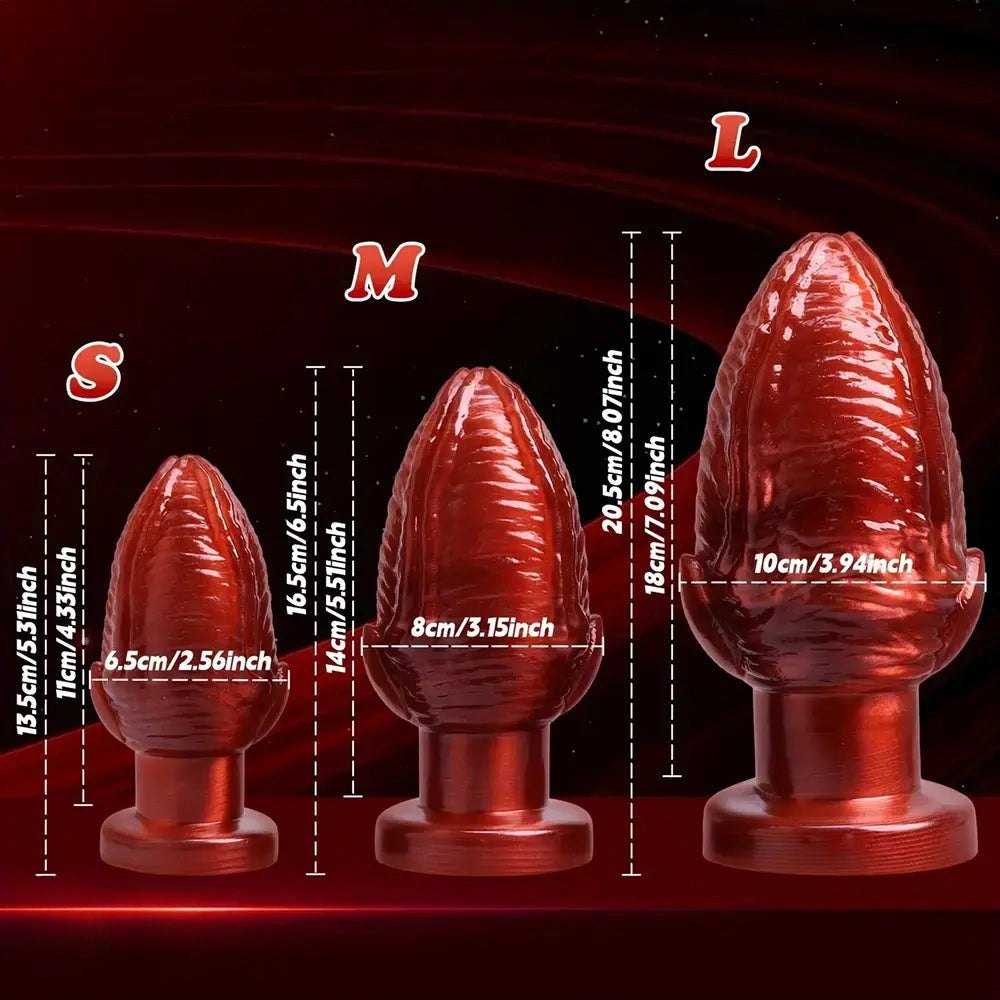 Red ribbed anal plug, photo 9