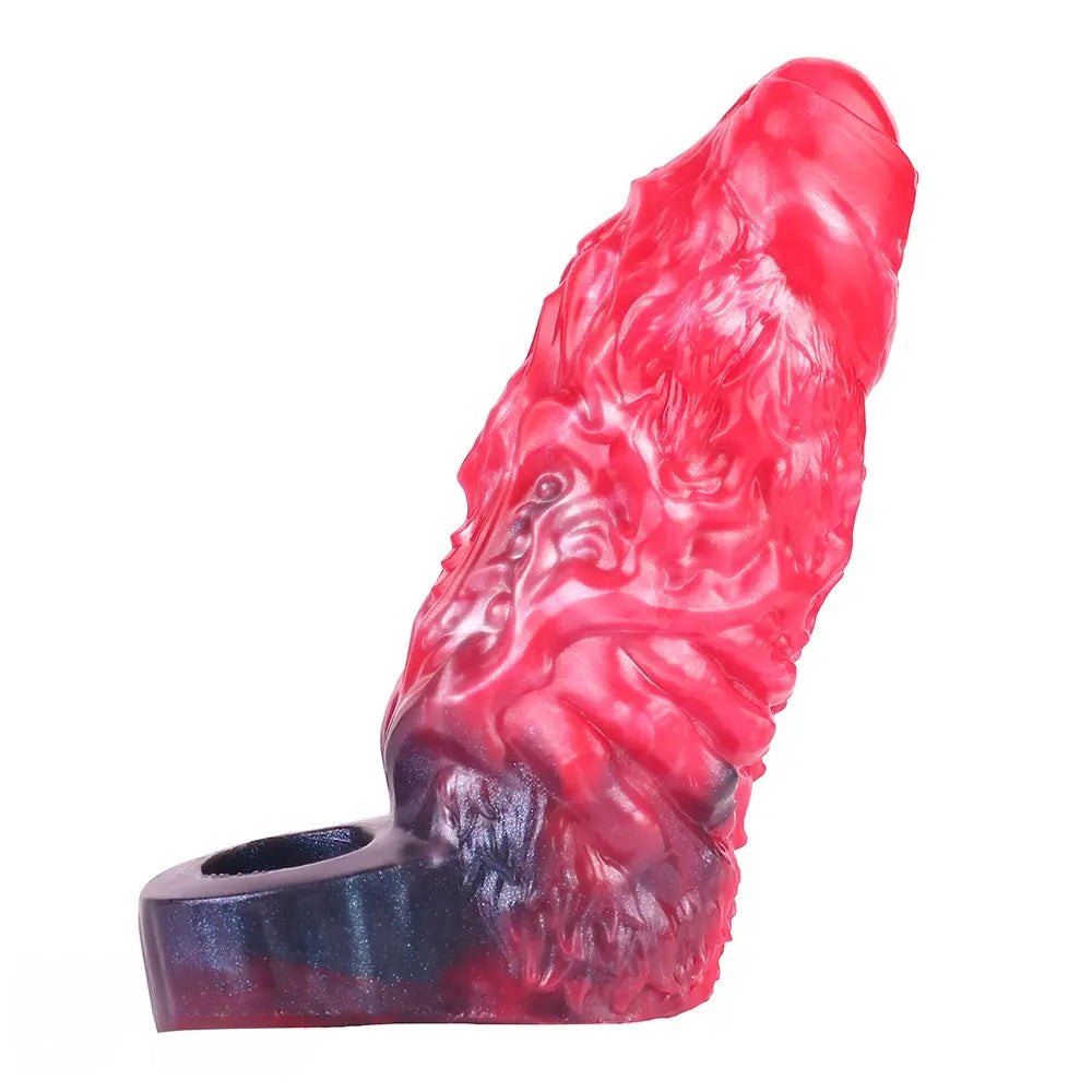 Red ridged fantasy dildo, photo 1