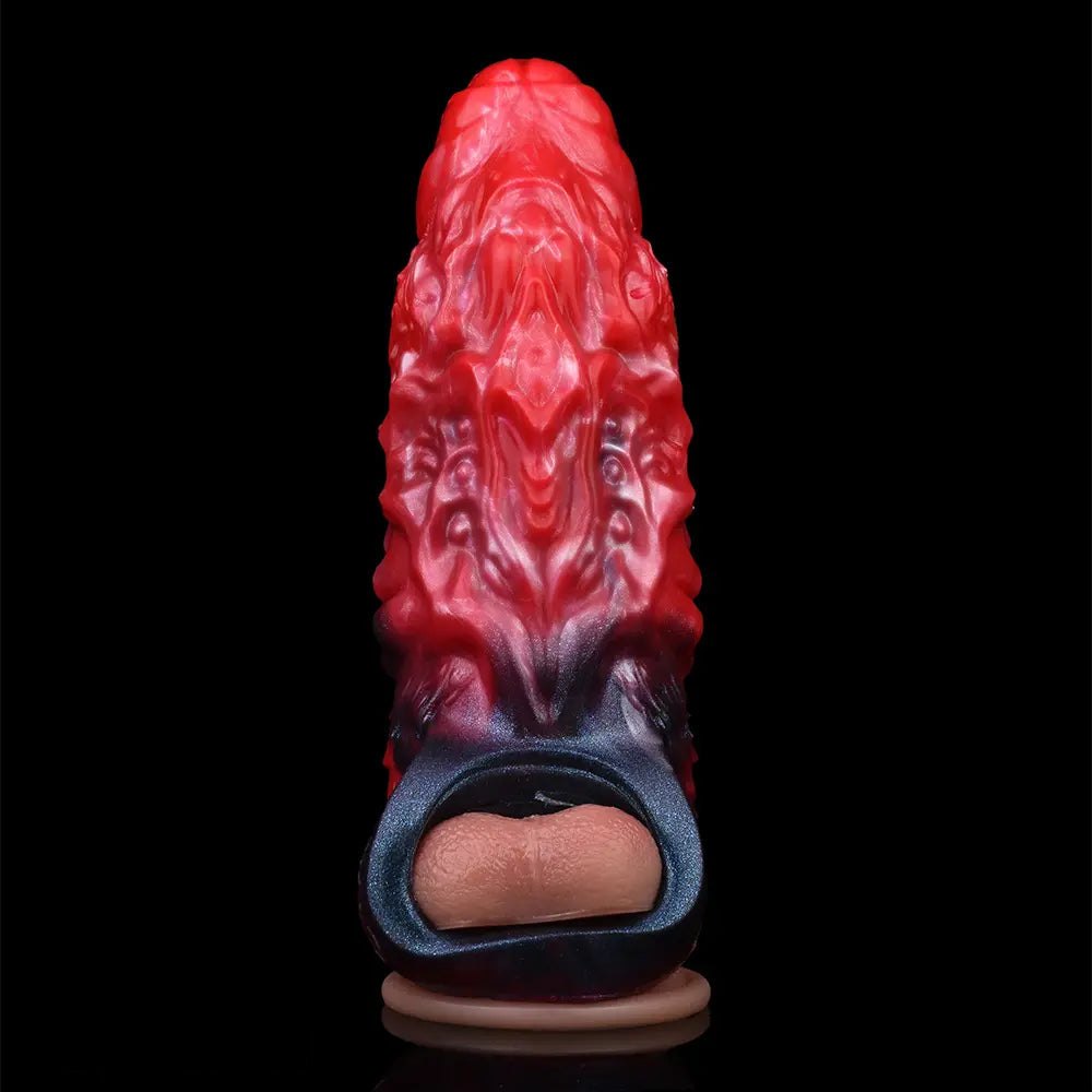 Red ridged fantasy dildo, photo 11