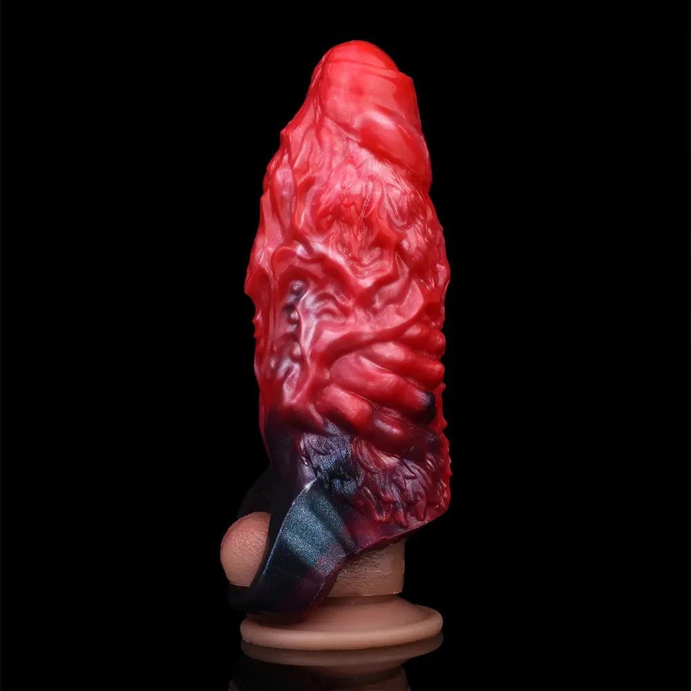 Red ridged fantasy dildo, photo 12
