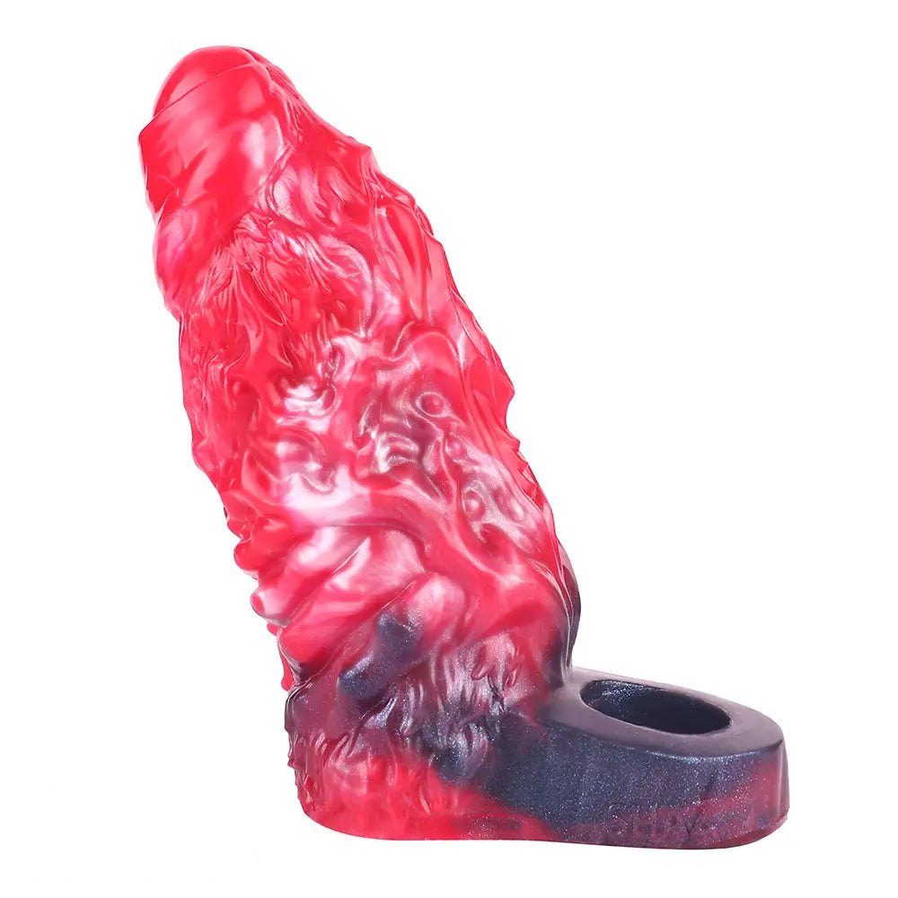 Red ridged fantasy dildo, photo 14