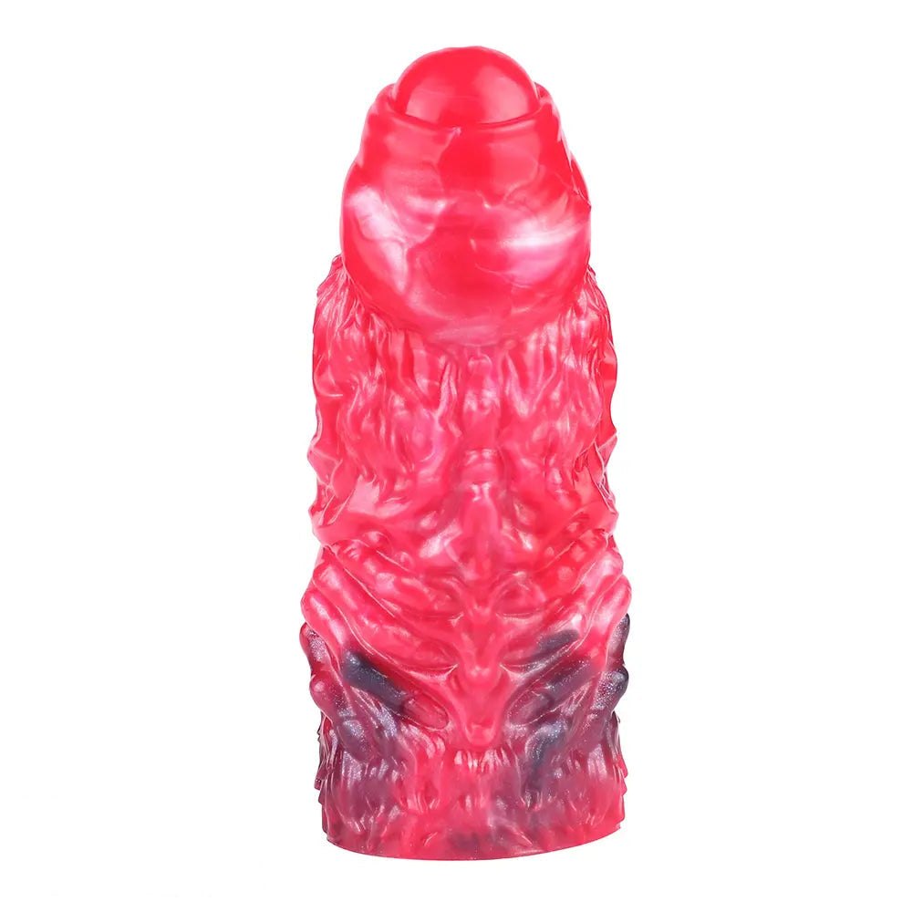 Red ridged fantasy dildo, photo 2