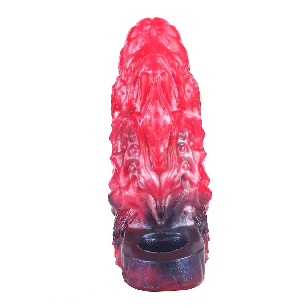 Red ridged fantasy dildo, photo 3