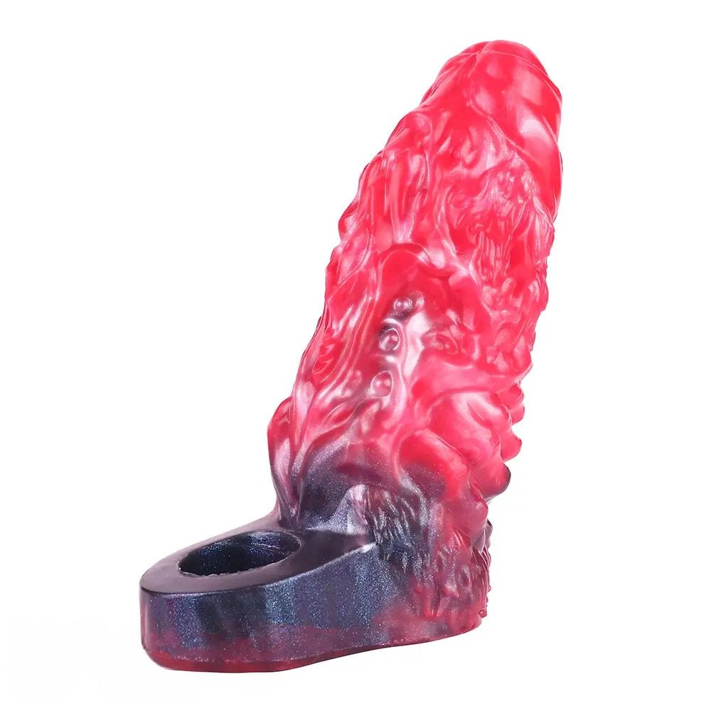 Red ridged fantasy dildo, photo 4