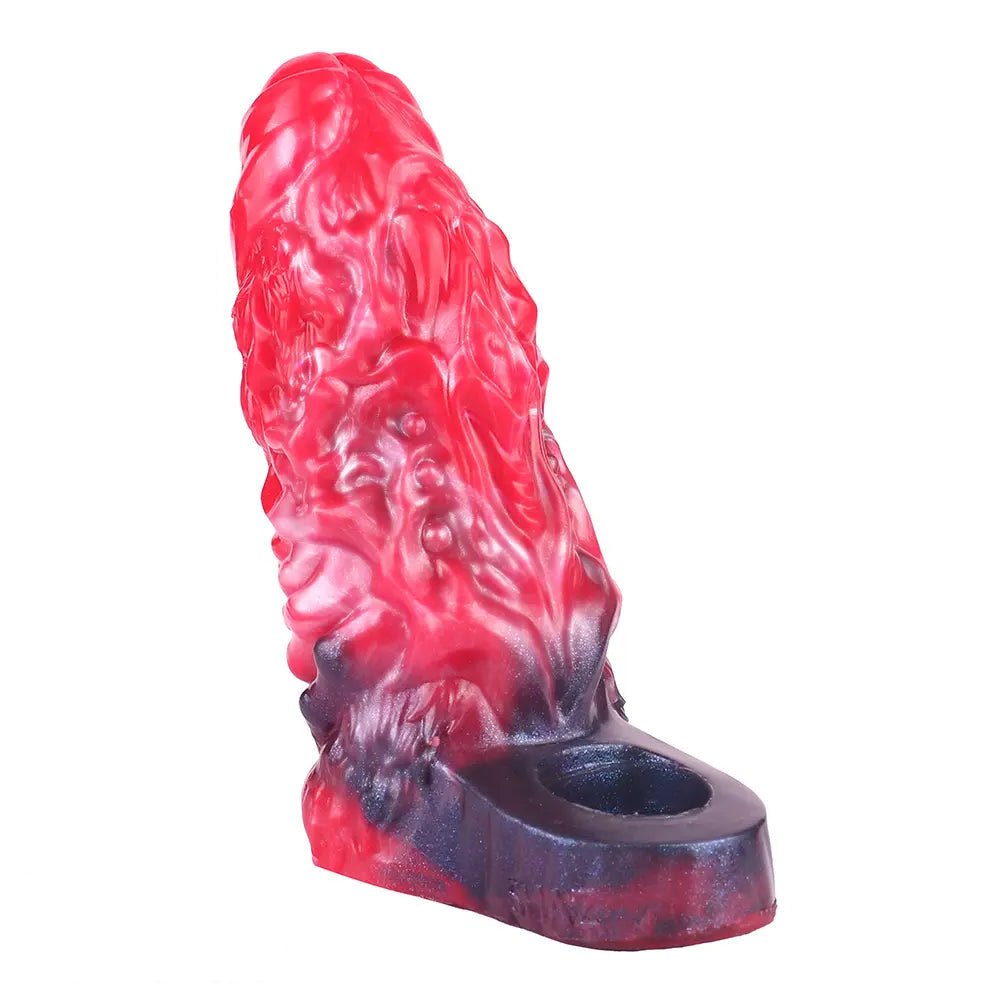 Red ridged fantasy dildo, photo 5