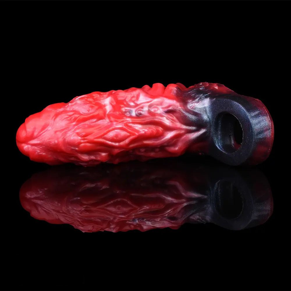 Red ridged fantasy dildo, photo 6