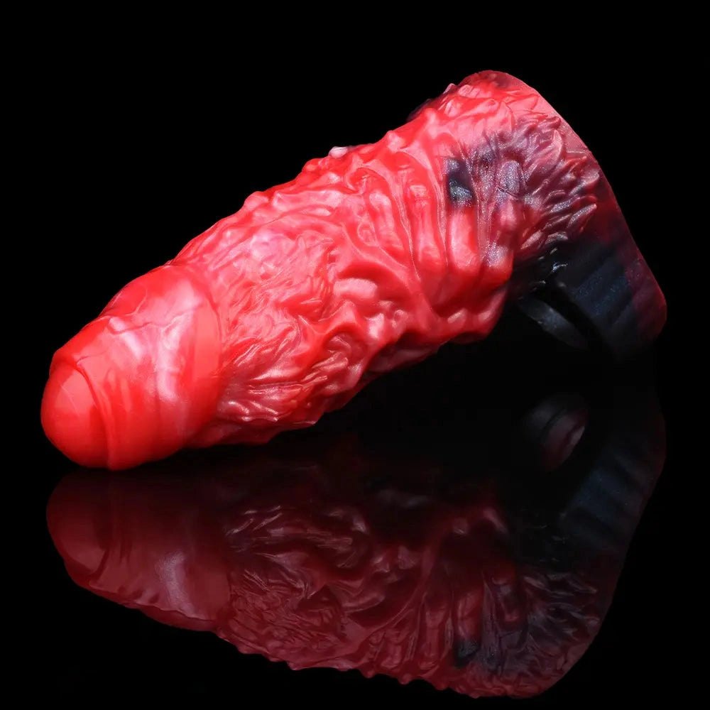 Red ridged fantasy dildo, photo 7