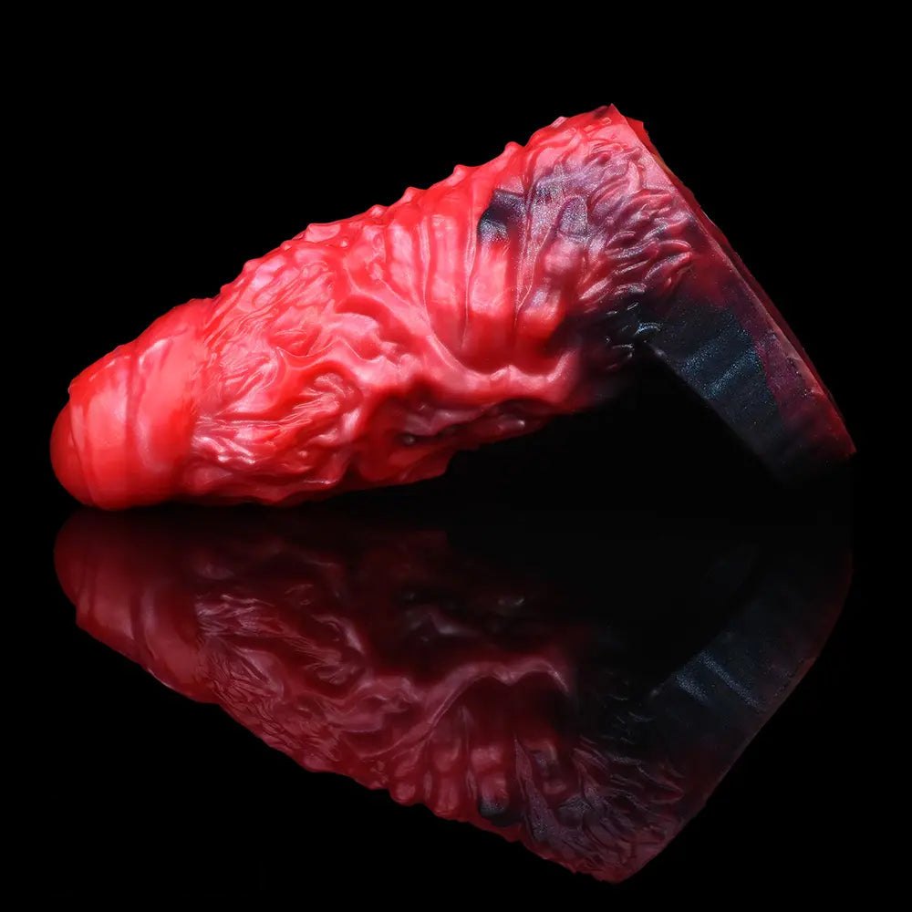 Red ridged fantasy dildo, photo 8
