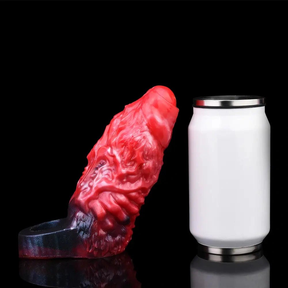Red ridged fantasy dildo, photo 9