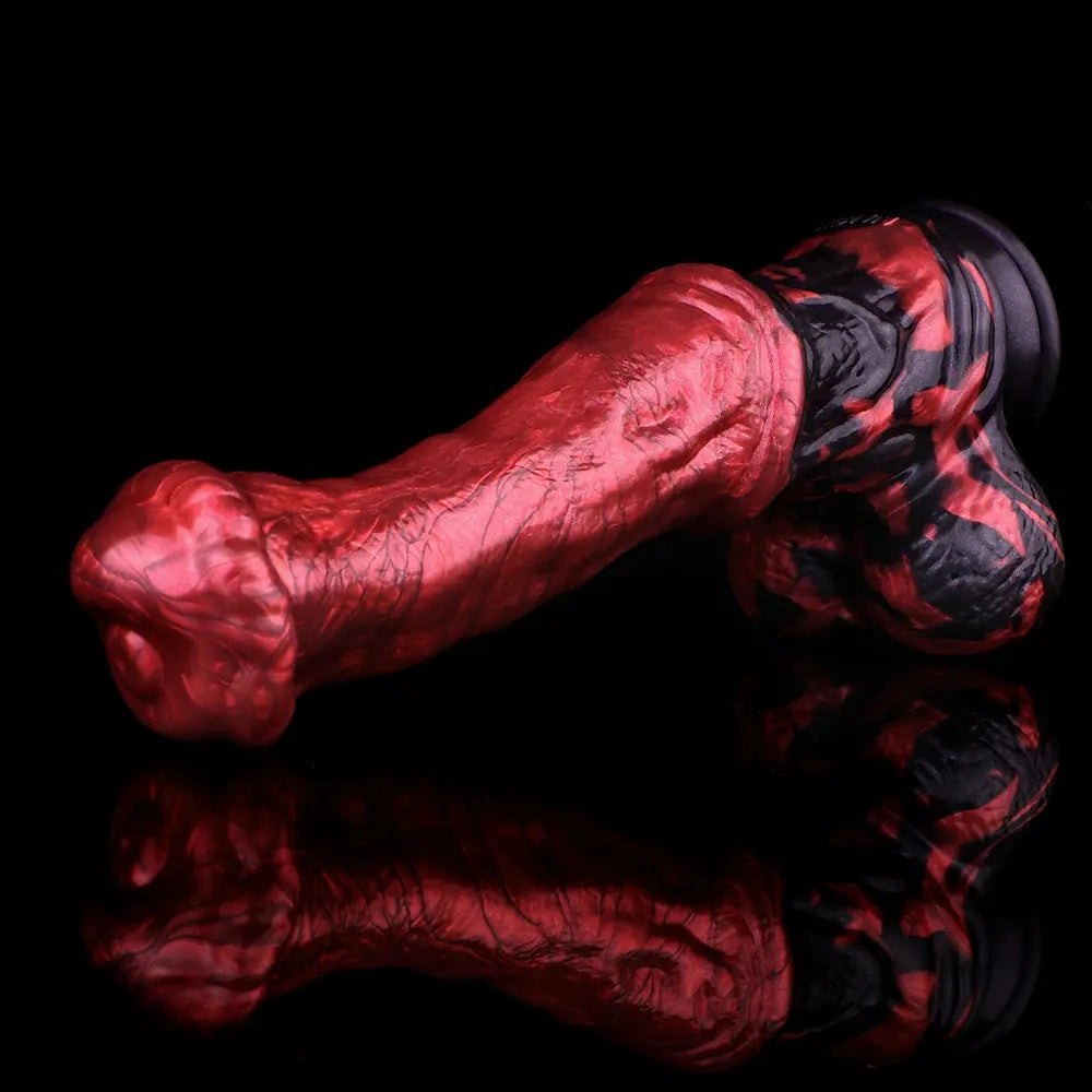 Red ridged silicone horse-style dildo, photo 10