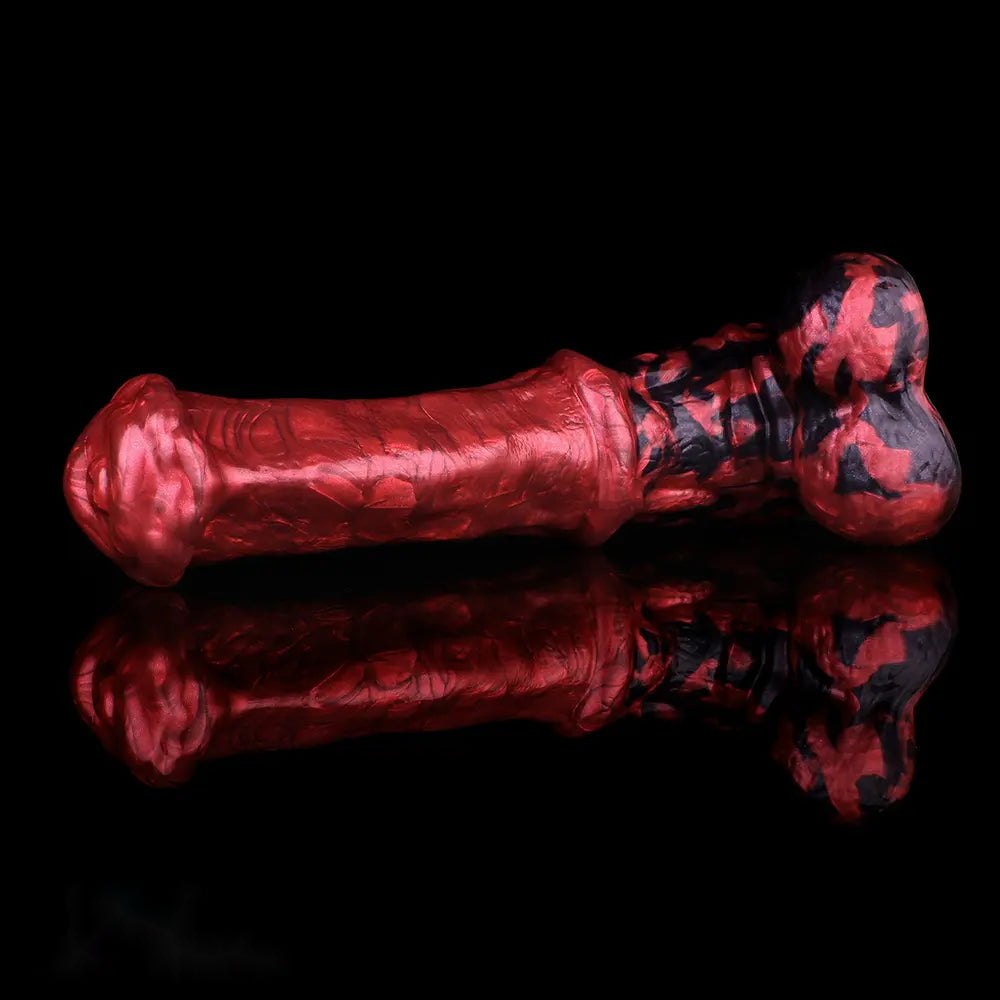 Red ridged silicone horse-style dildo, photo 11