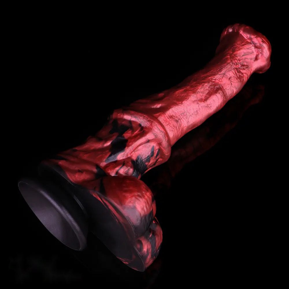 Red ridged silicone horse-style dildo, photo 12