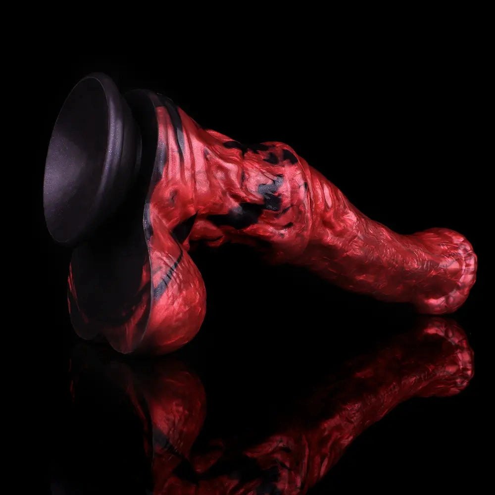 Red ridged silicone horse-style dildo, photo 13