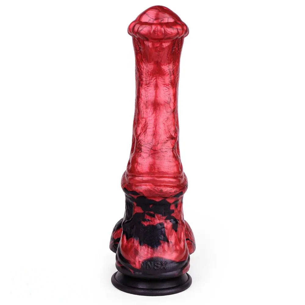 Red ridged silicone horse-style dildo, photo 3