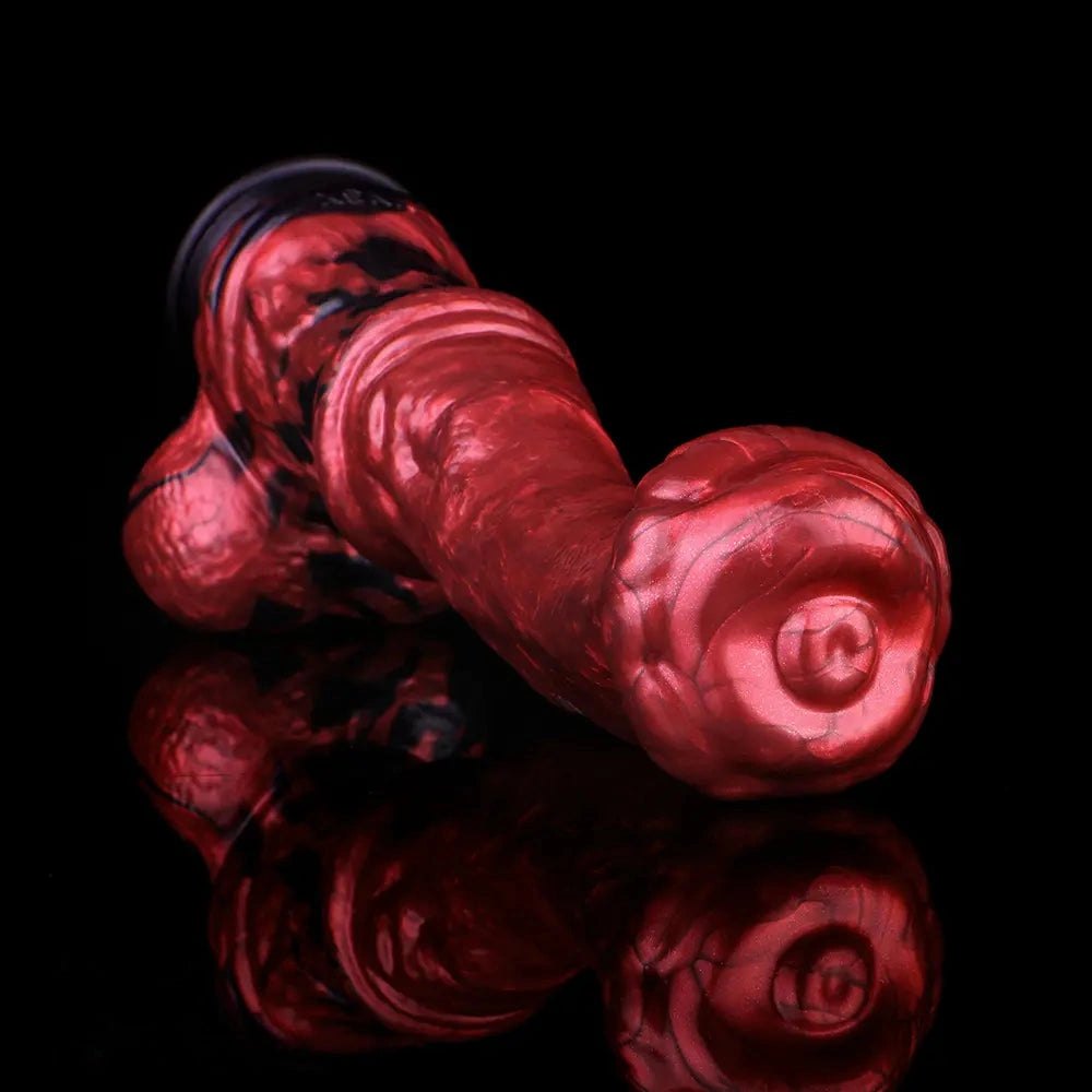 Red ridged silicone horse-style dildo, photo 5