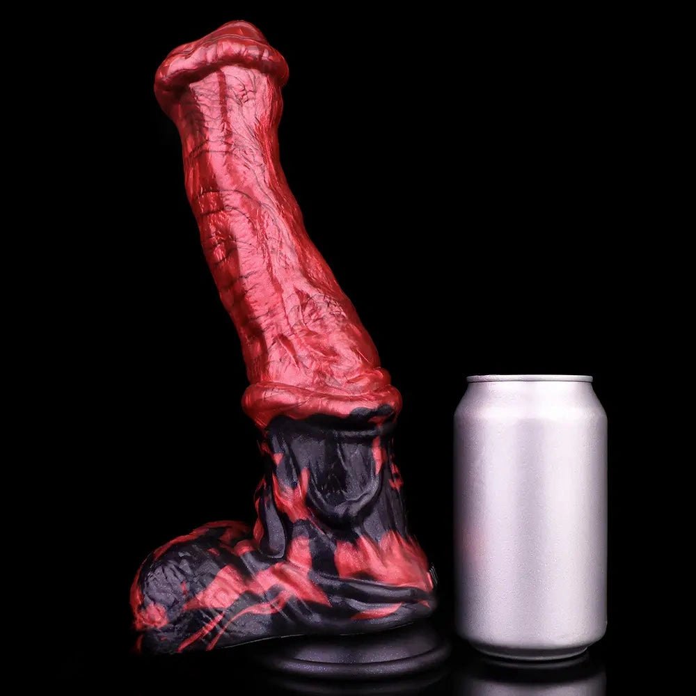 Red ridged silicone horse-style dildo, photo 6