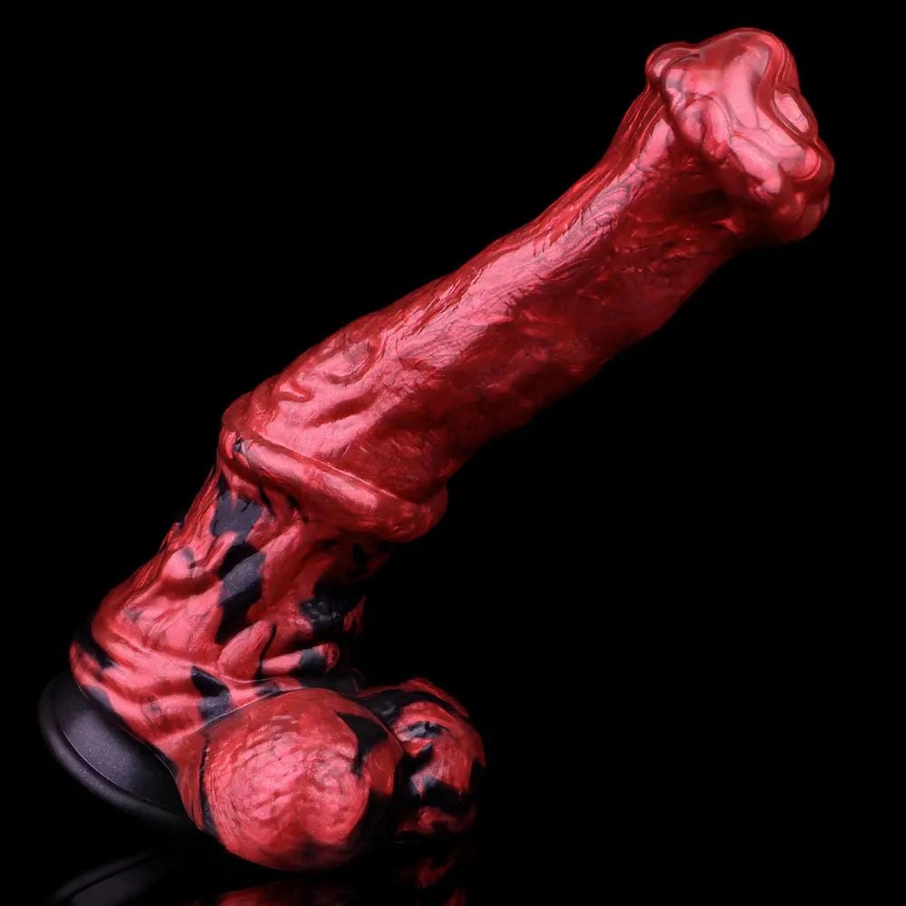 Red ridged silicone horse-style dildo, photo 7
