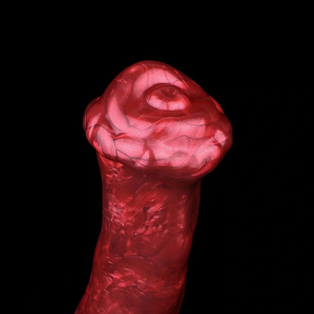 Red ridged silicone horse-style dildo, photo 8
