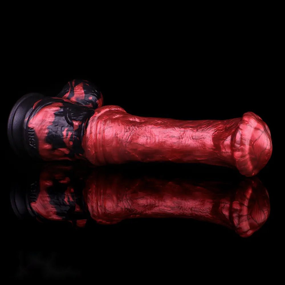 Red ridged silicone horse-style dildo, photo 9