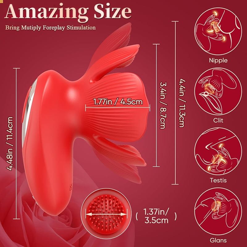 Red rose petal breast stimulator, photo 8