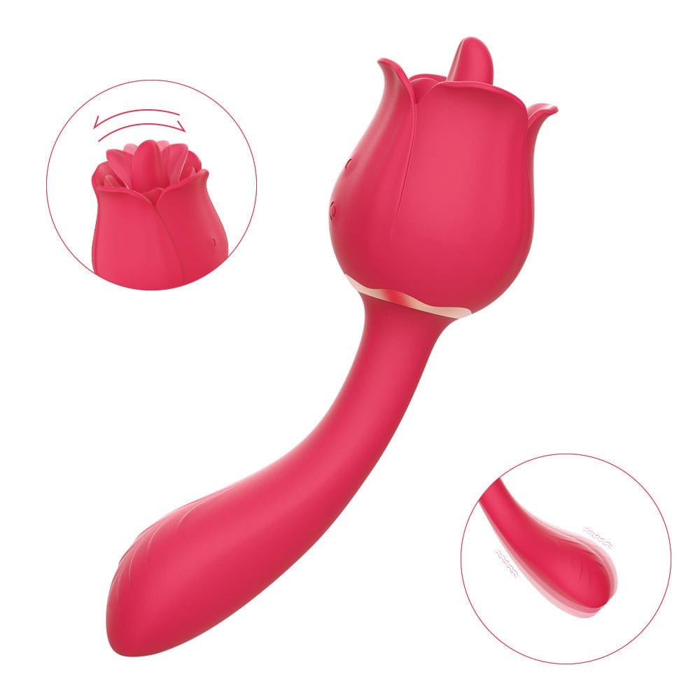 Red rose-shaped silicone clit vibrator, photo 1