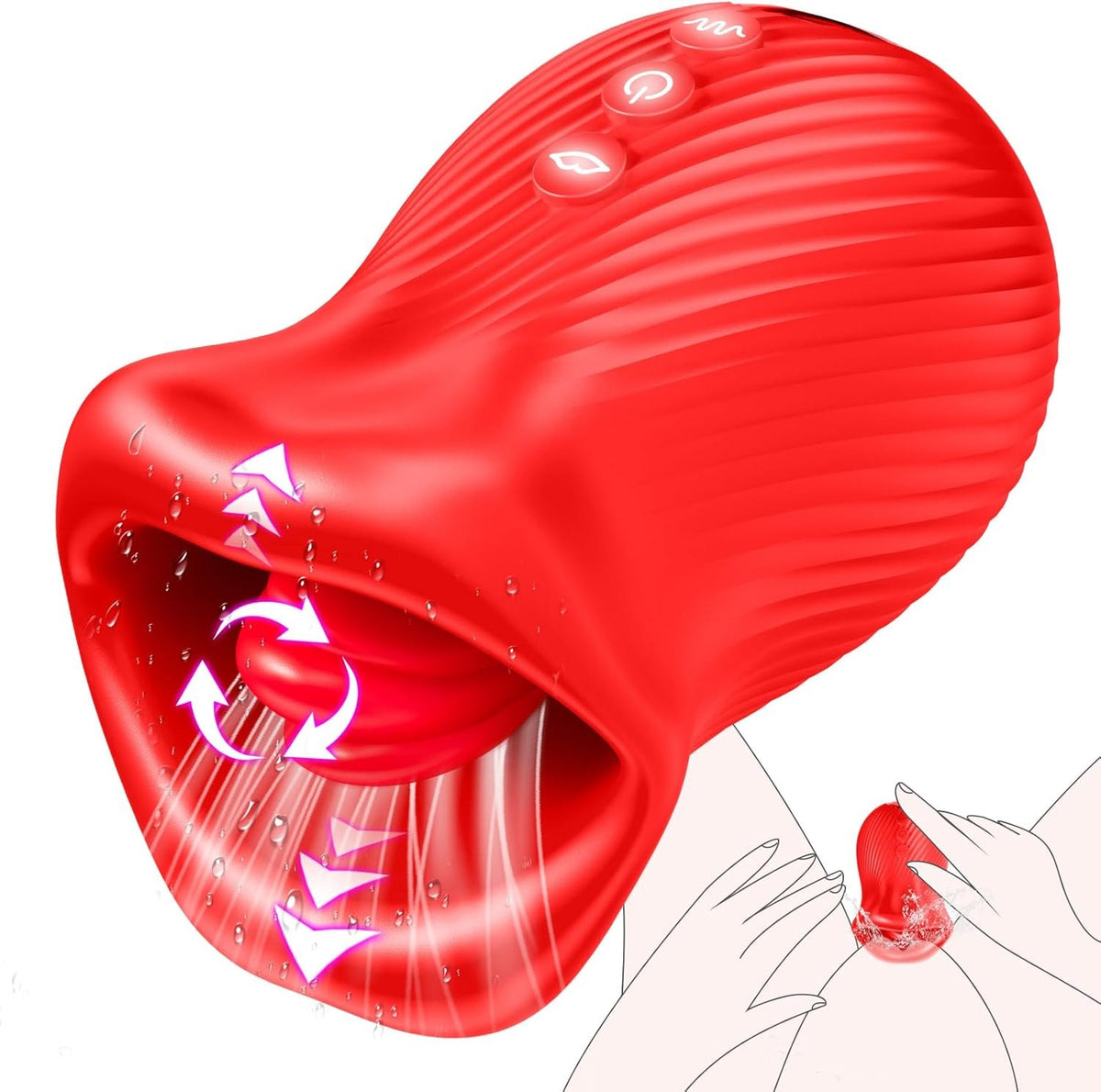 Red rose shaped tongue licking clitoral vibrator, photo 1