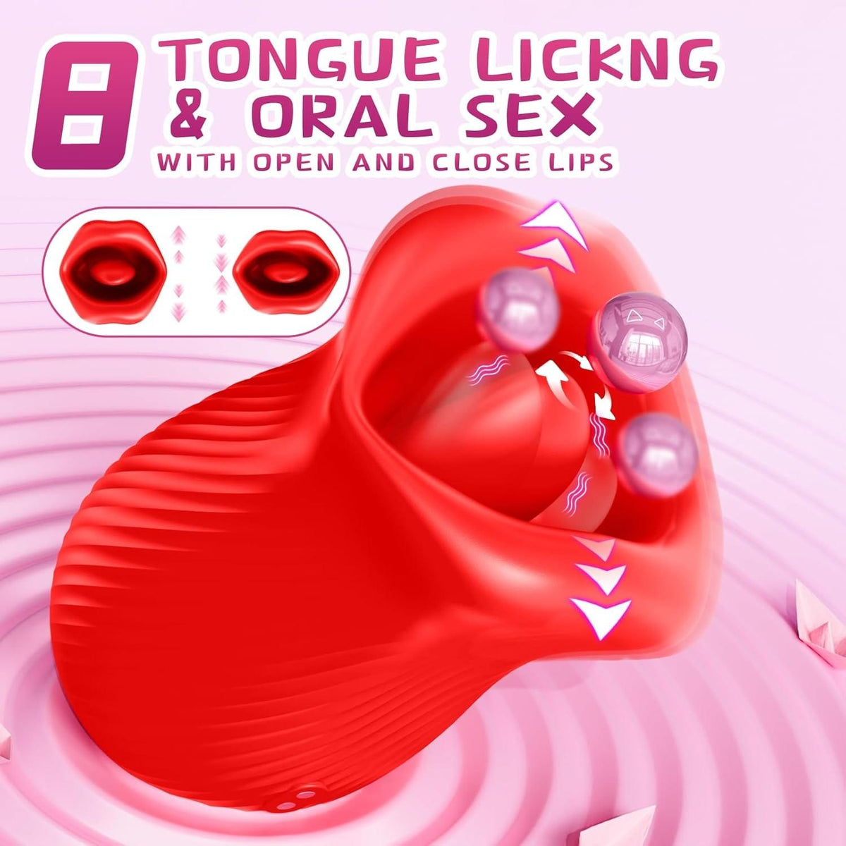 Red rose shaped tongue licking clitoral vibrator, photo 3