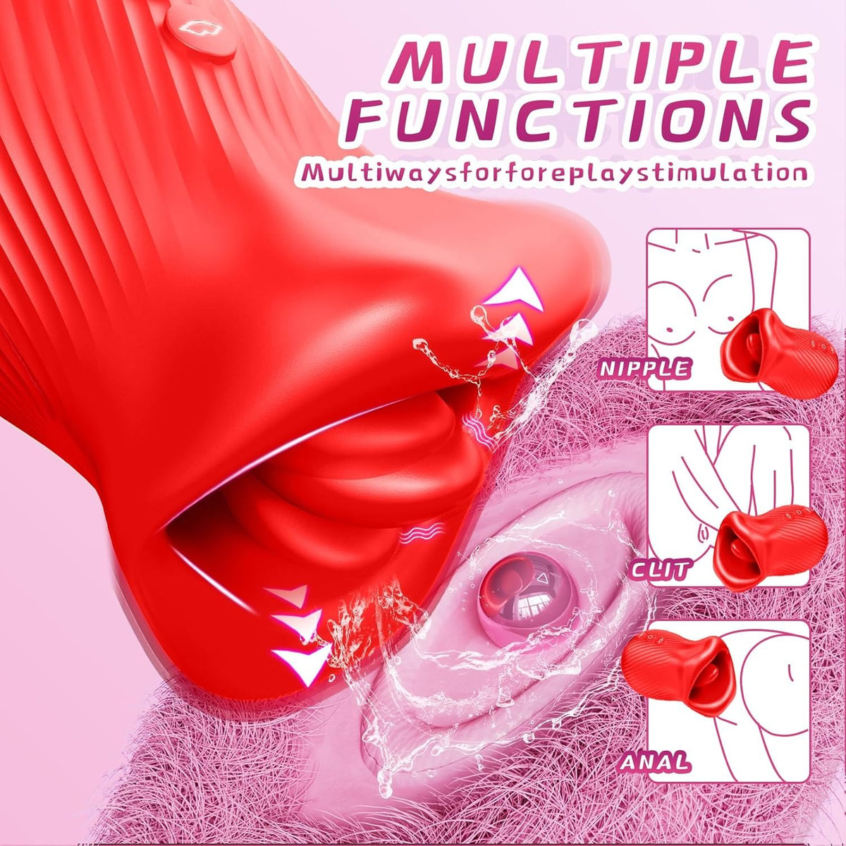 Red rose shaped tongue licking clitoral vibrator, photo 4