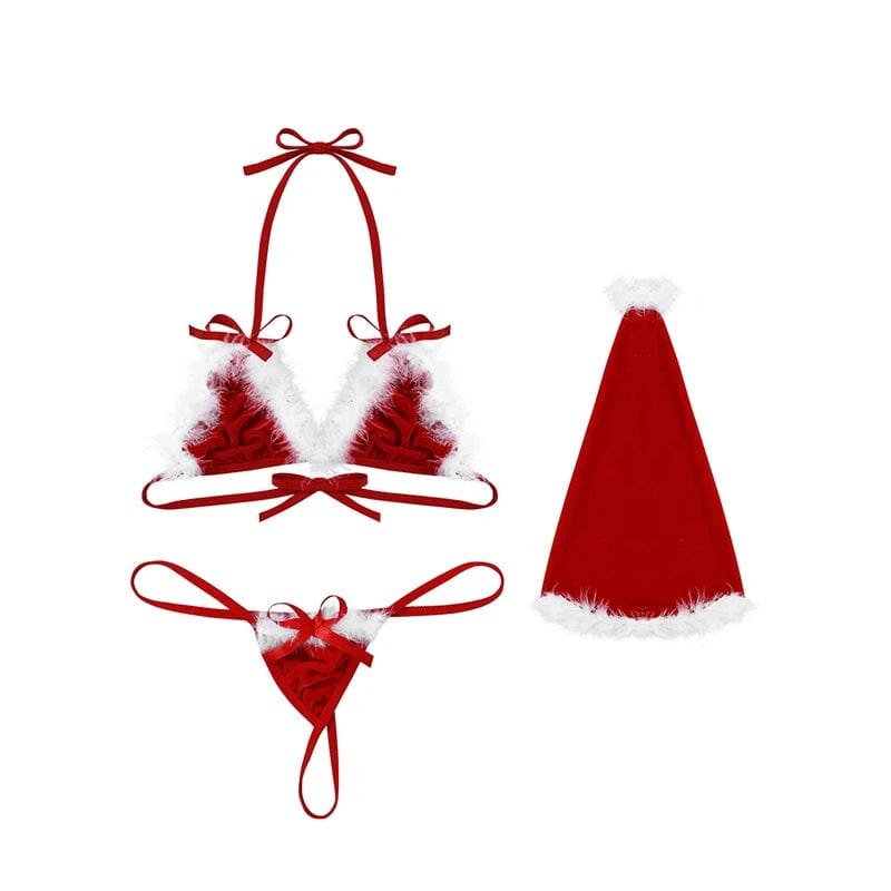 Santa babydoll lingerie set with fur trim, photo 2
