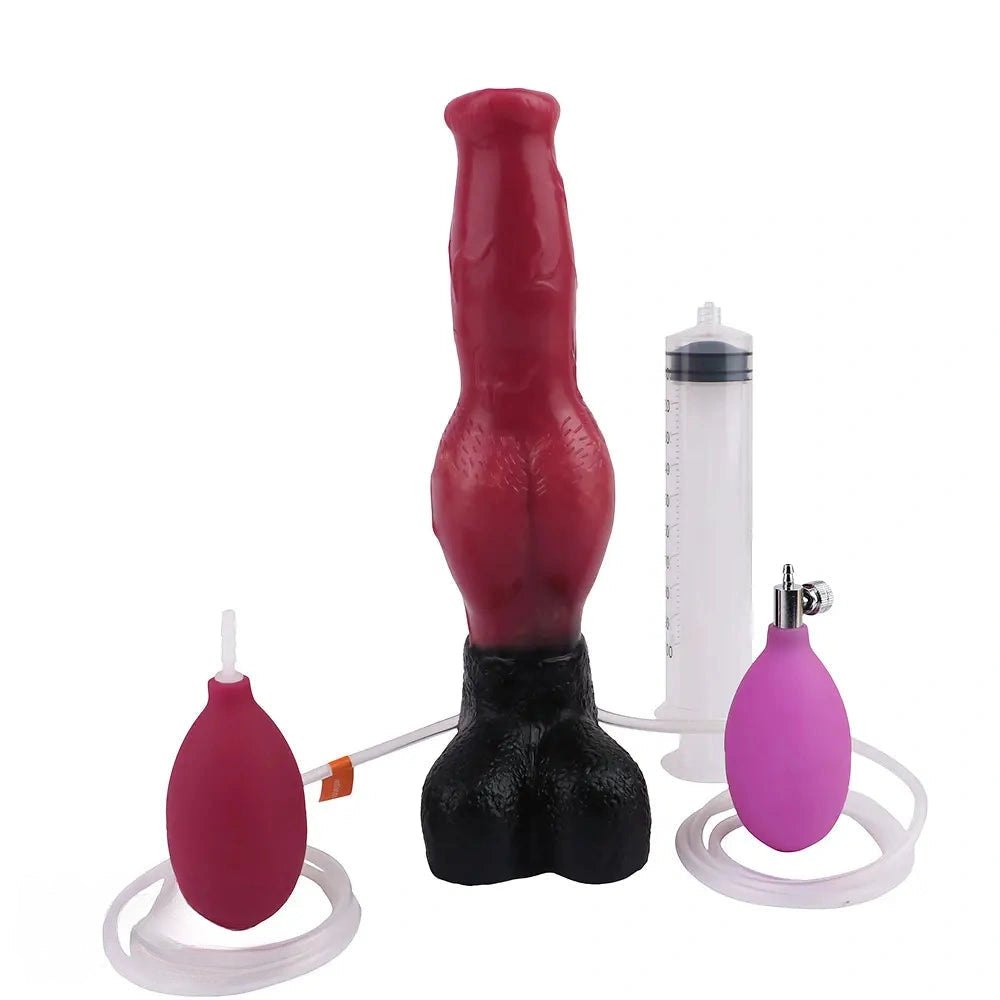 Red silicone animal knot dildo, photo 1