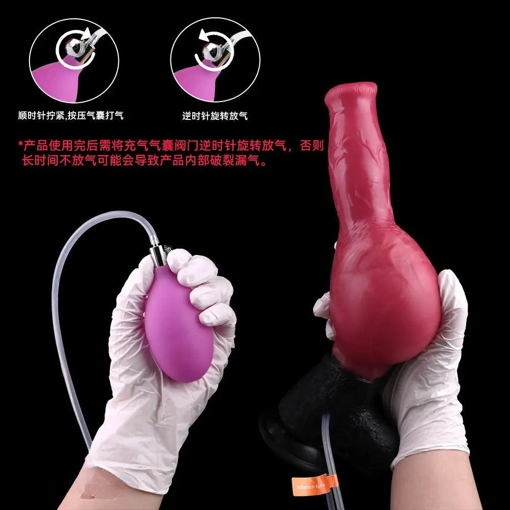 Red silicone animal knot dildo, photo 7
