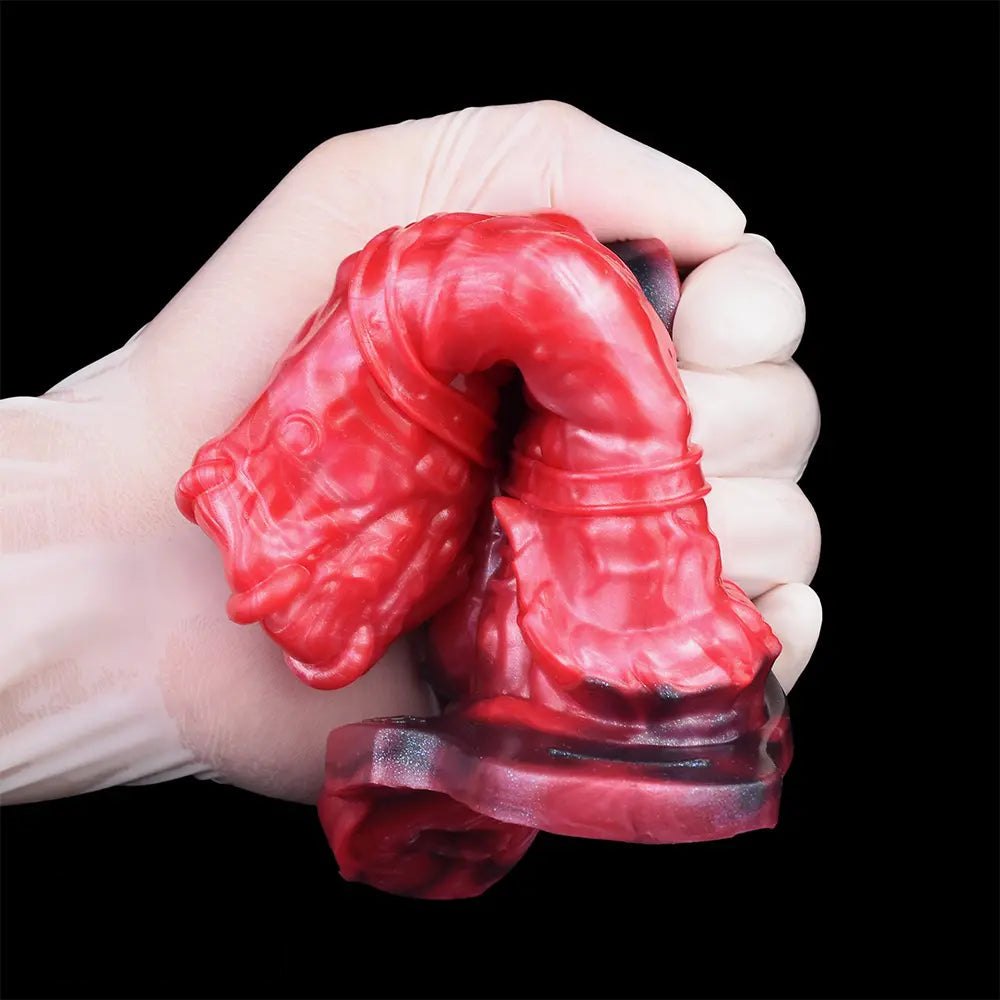 Red silicone realistic dildo, photo 14