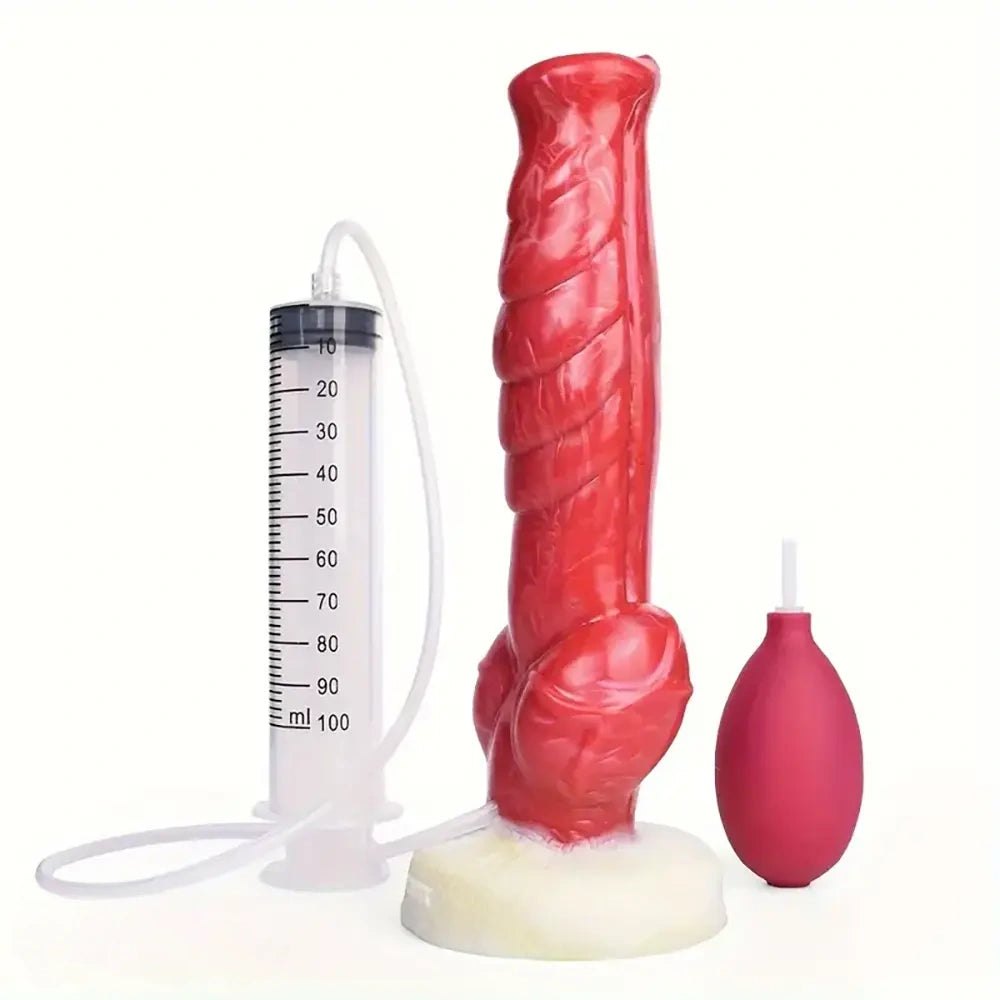 Red spiral dog knot animal dildo, photo 1