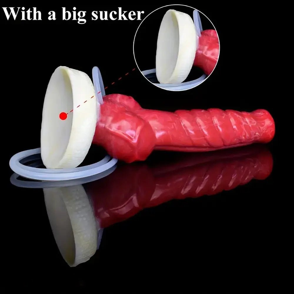 Red spiral dog knot animal dildo, photo 10