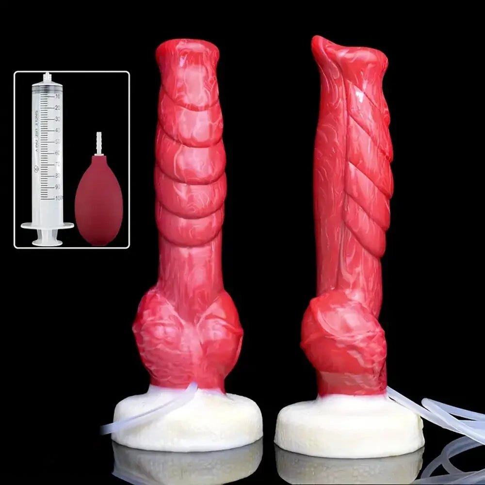 Red spiral dog knot animal dildo, photo 2