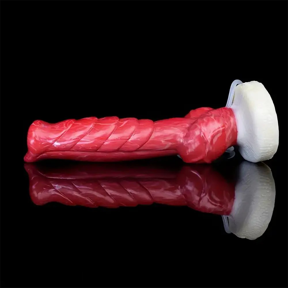 Red spiral dog knot animal dildo, photo 4