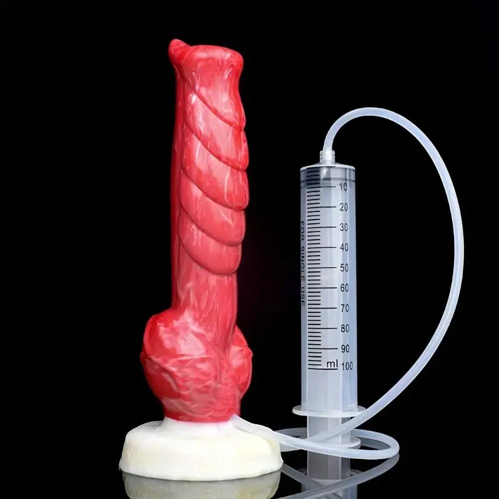 Red spiral dog knot animal dildo, photo 5