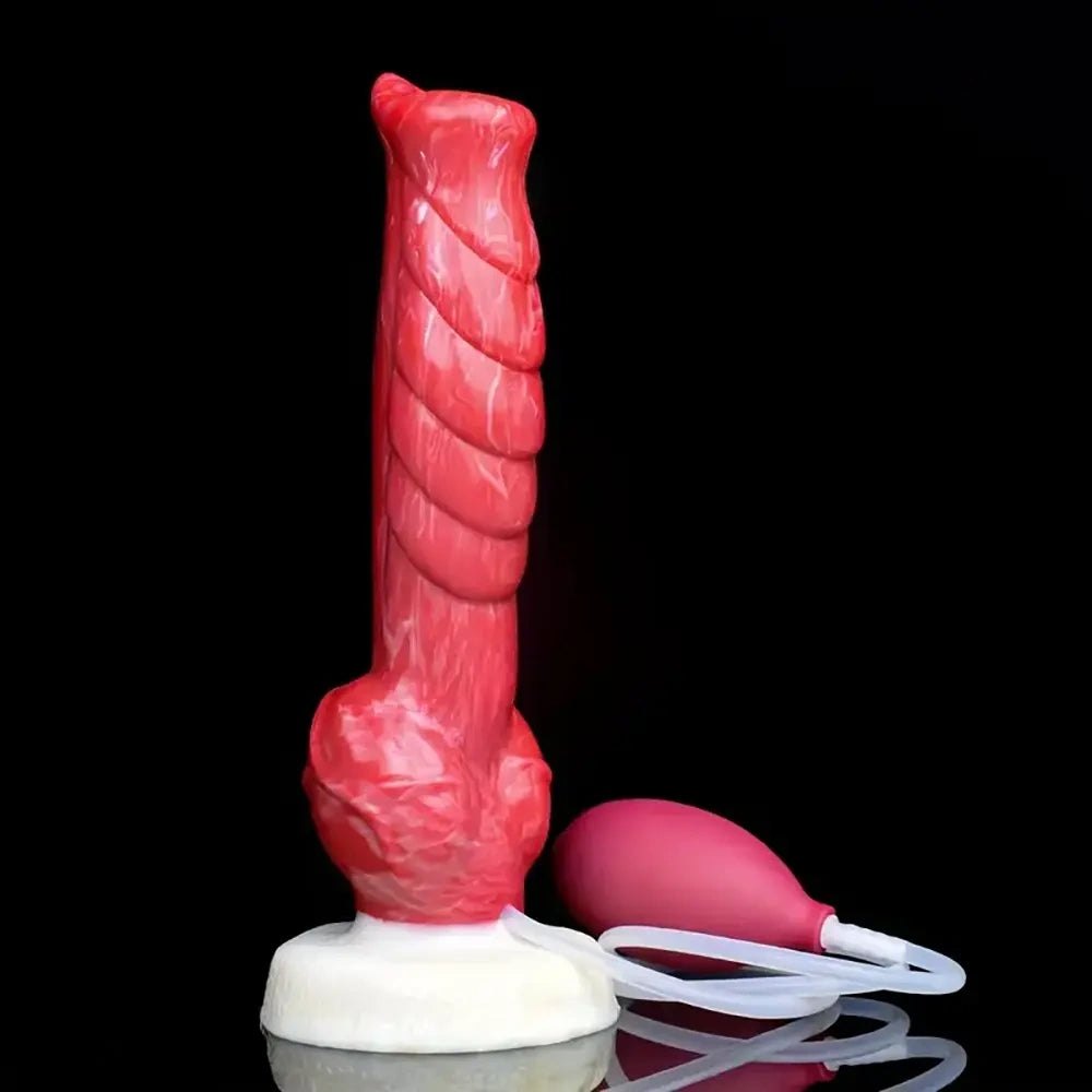 Red spiral dog knot animal dildo, photo 6