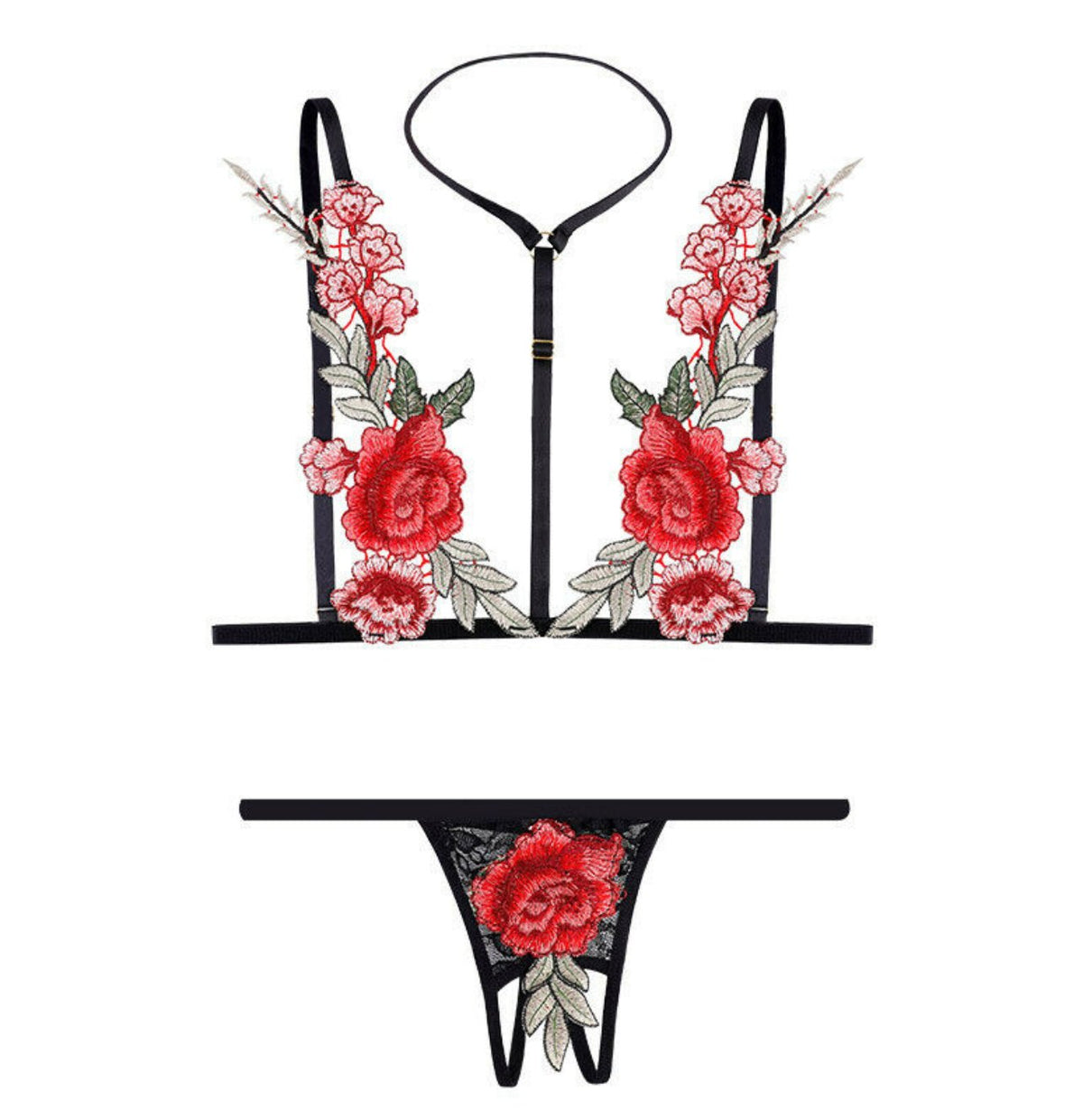 Red strappy lace bra set, photo 10