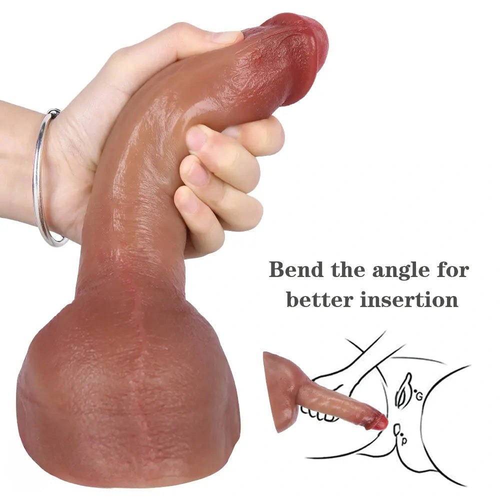 Flesh-tone curved realistic silicone dildo, photo 10
