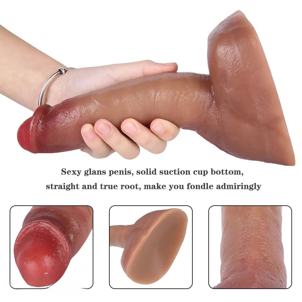 Flesh-tone curved realistic silicone dildo, photo 12