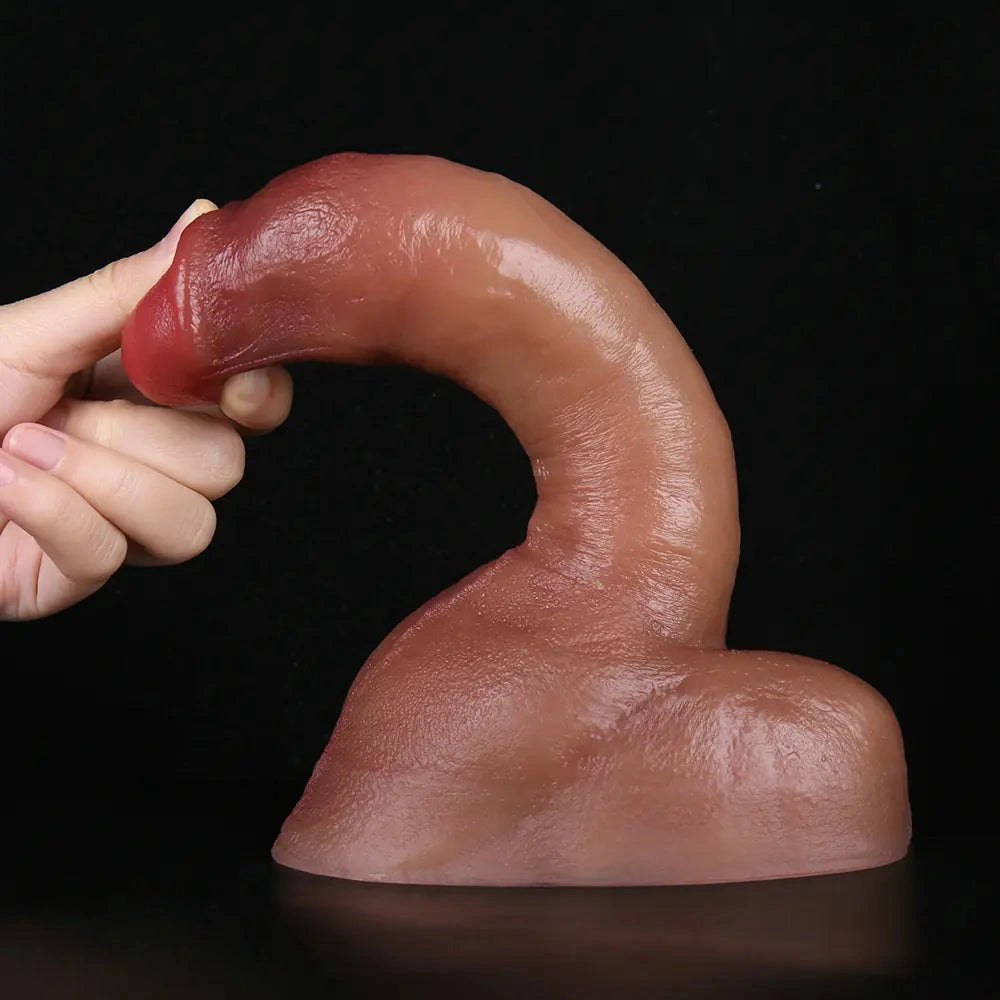 Flesh-tone curved realistic silicone dildo, photo 15