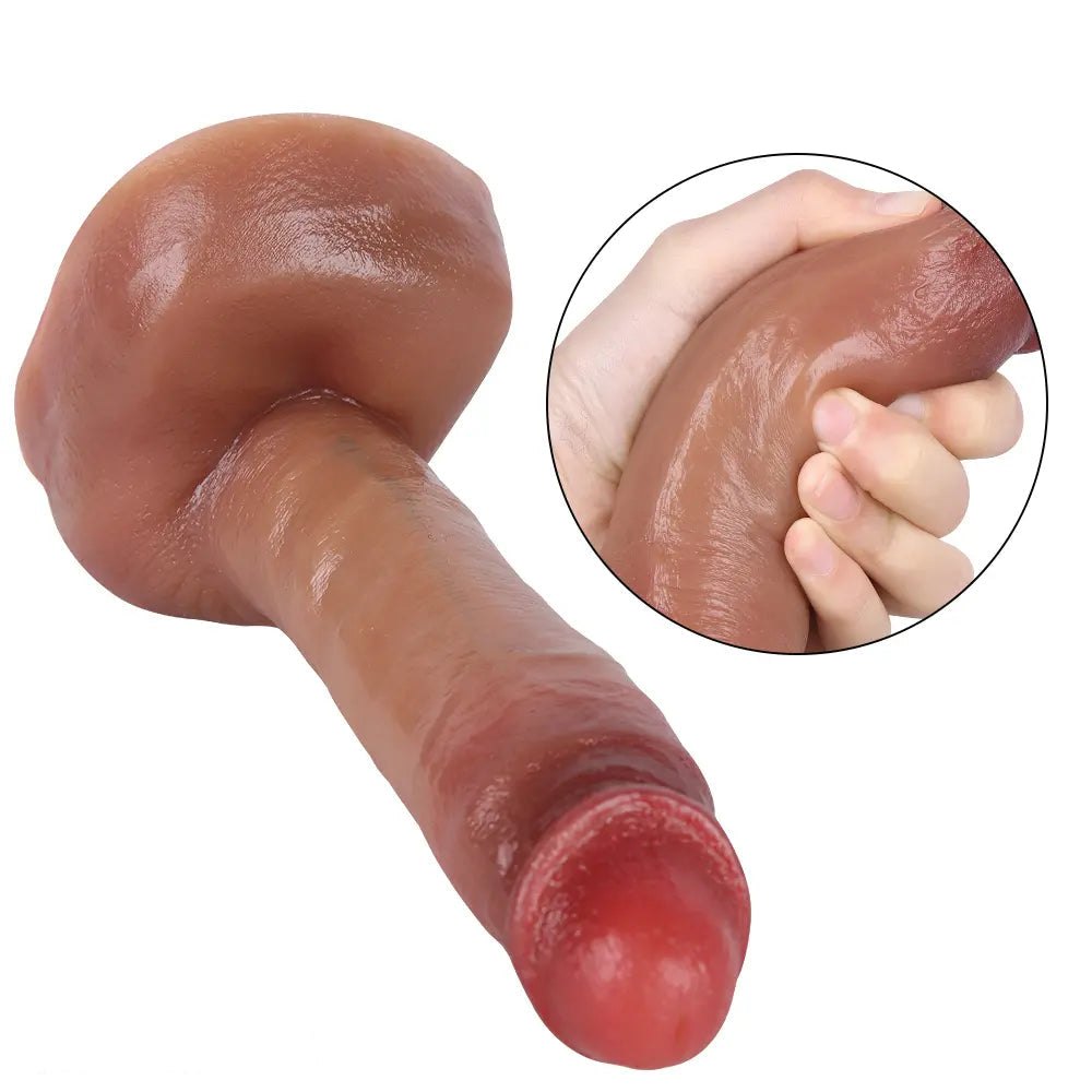 Flesh-tone curved realistic silicone dildo, photo 6