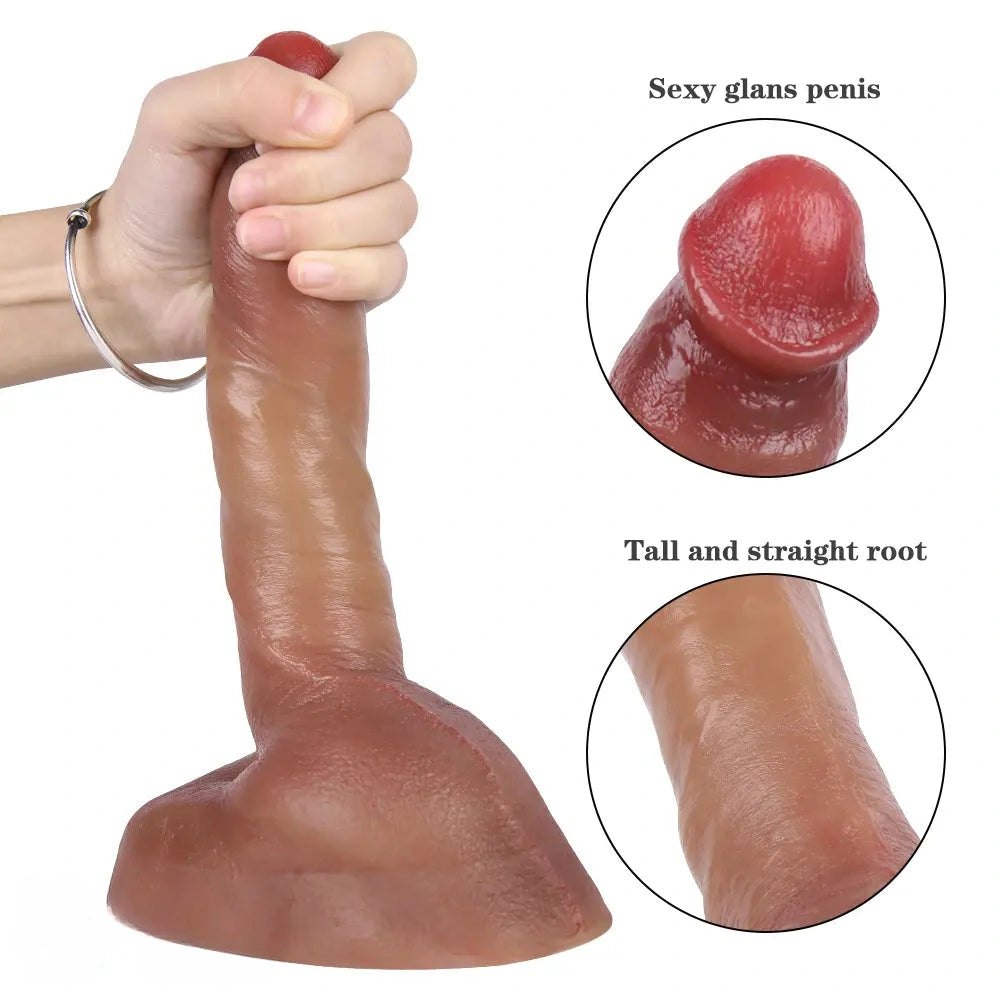 Flesh-tone curved realistic silicone dildo, photo 9