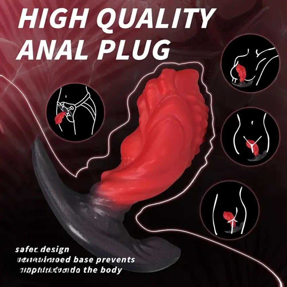 Red wearable liquid silicone anal plug, photo 4