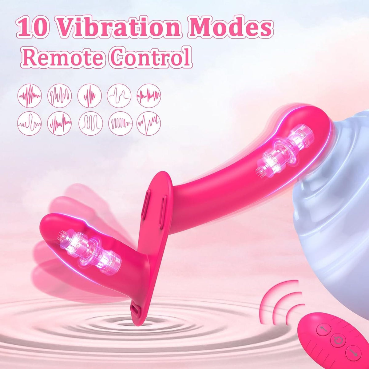 Double-ended silicone strap-on dildo with remote control, photo 3