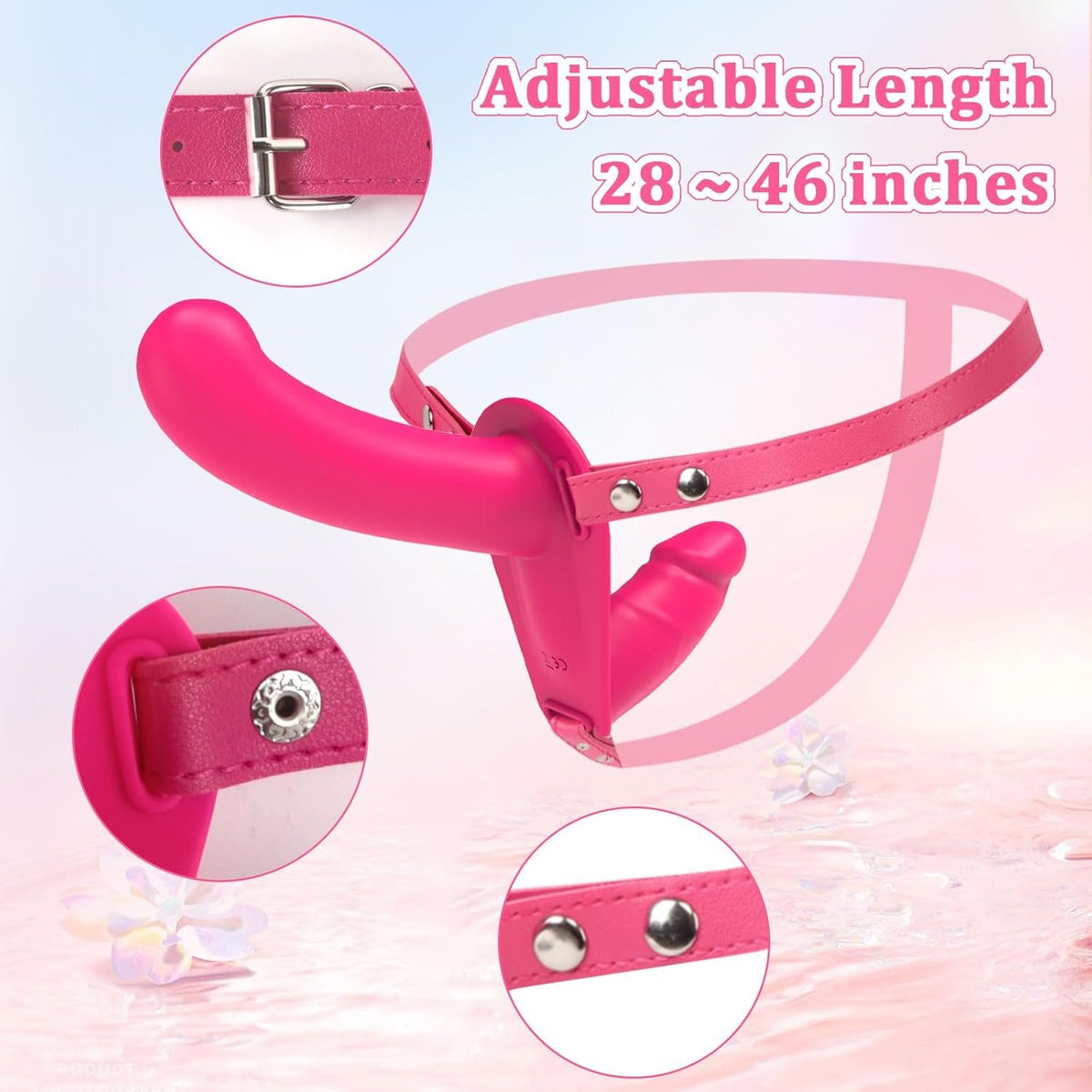 Double-ended silicone strap-on dildo with remote control, photo 5