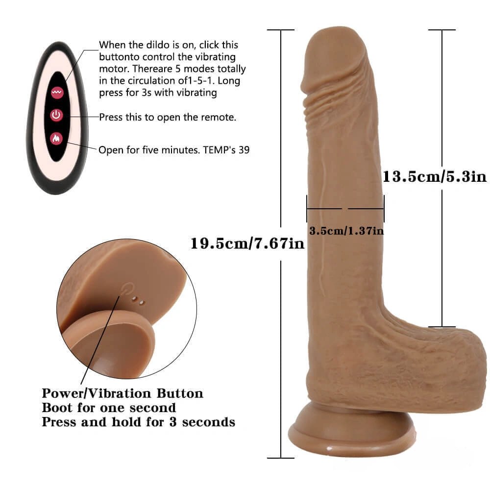 Brown remote control vibrating heating dildo, photo 12